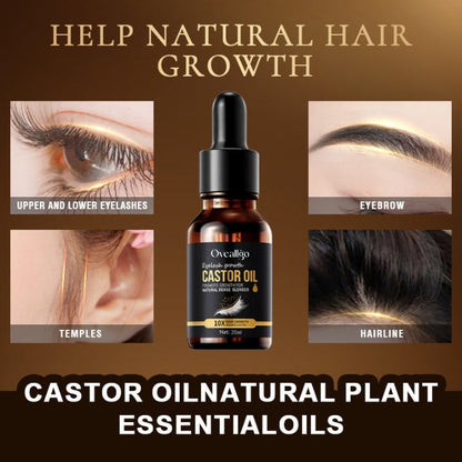 Oveallgo™ 100% Natural Castor Oil Eyelash, Eyebrow and Hair Volume Growth Serum